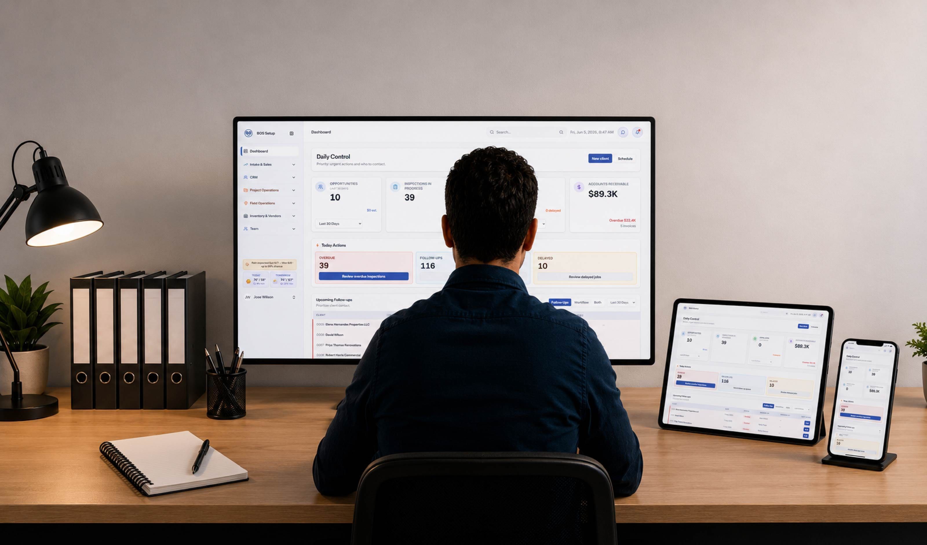 Connected operations after Yoeweb with BOS Setup dashboards across desktop, tablet, and mobile.