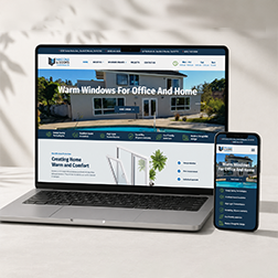 Branded contractor website shown on laptop and mobile.
