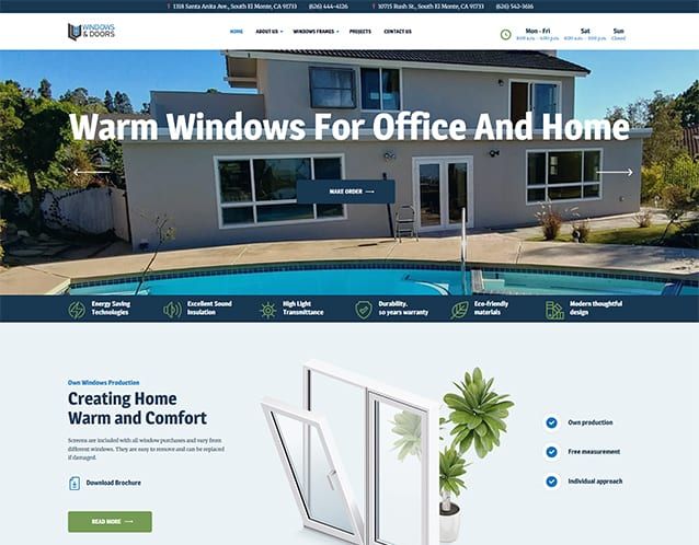 Contractor website homepage focused on trust and lead generation.